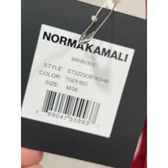 Norma Kamali Maria Mini Dress in Tiger Red